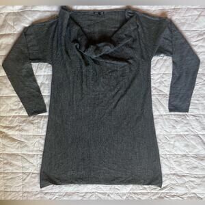 Eileen Fisher 100% Baby Alpaca Gray Knit Cowl Neck Sweater Tunic / Mini Dress -M